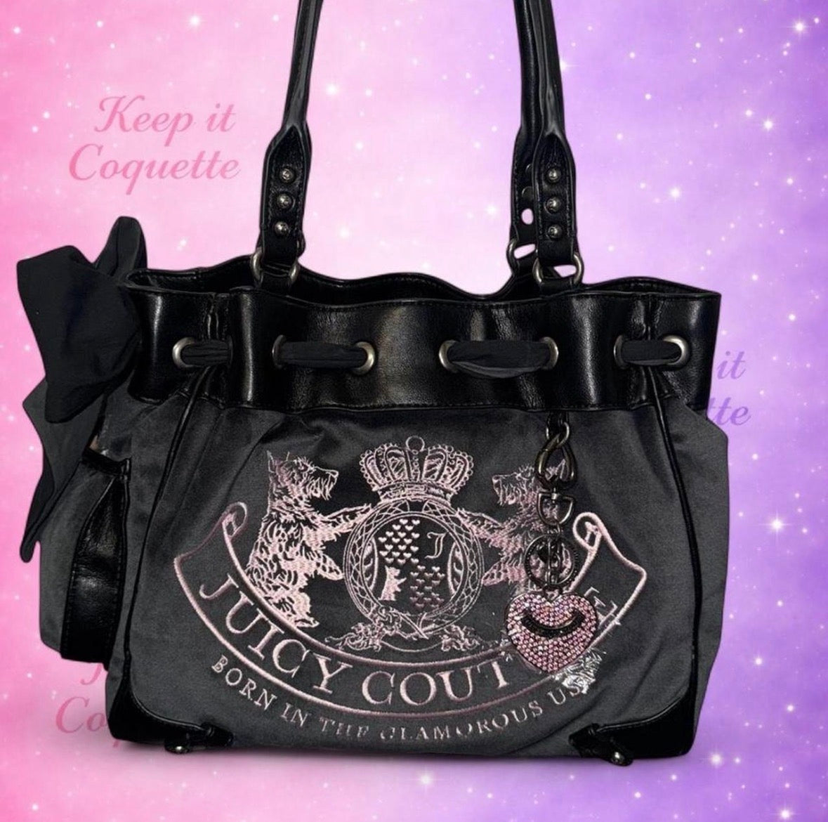 Juicy Couture Black Daydreamer with pink embroidery