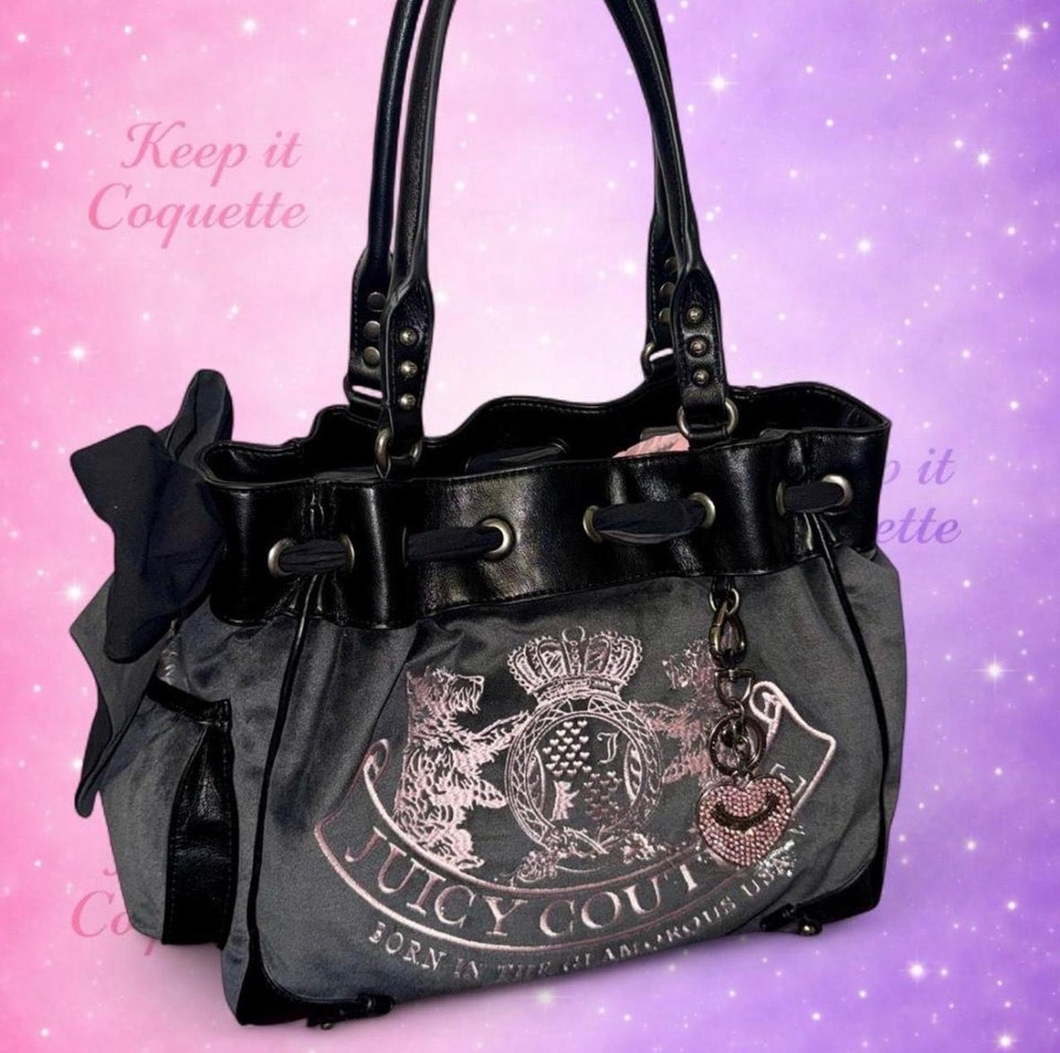 Juicy Couture Black Daydreamer with pink embroidery